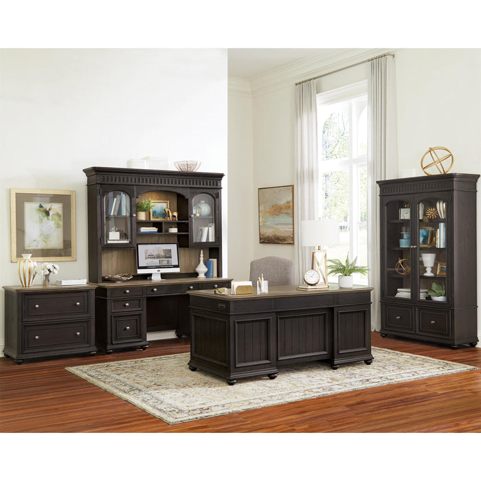 Regency - Lateral File Cabinet - Antique Oak / Matte Black