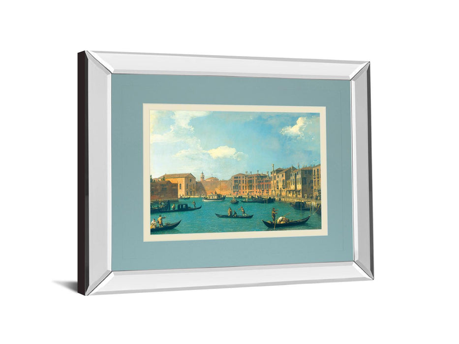 View Of The Canal Of Santa Chiara By Antonia Canaletto - Mirror Framed Print Wall Art - Blue