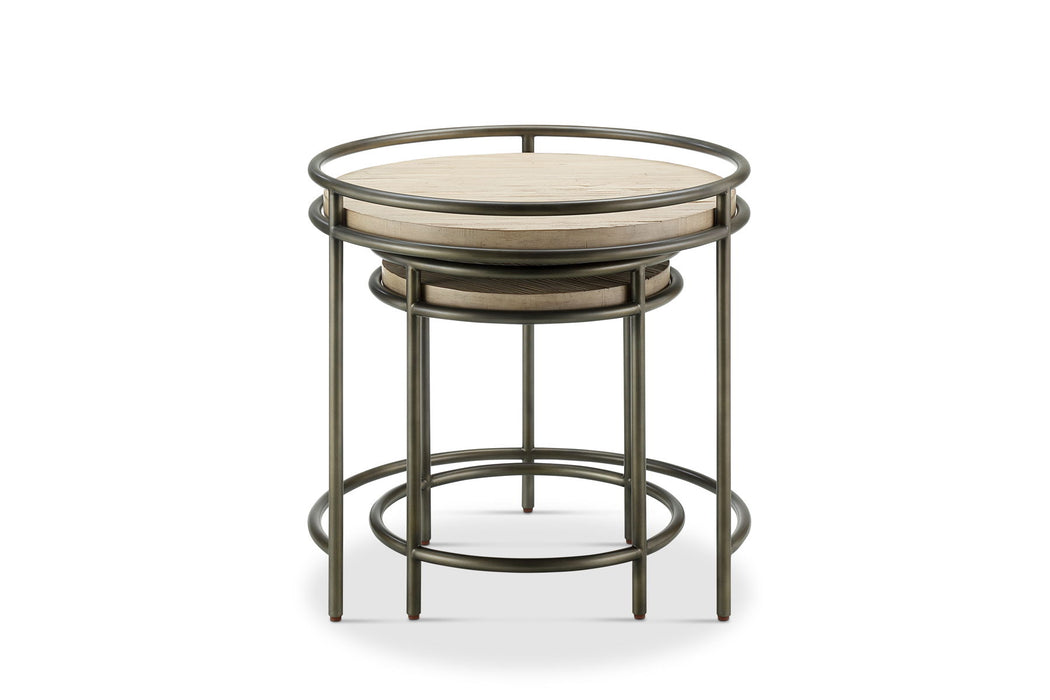 Cena - Nesting End Table - Natural And Vintage Nickel