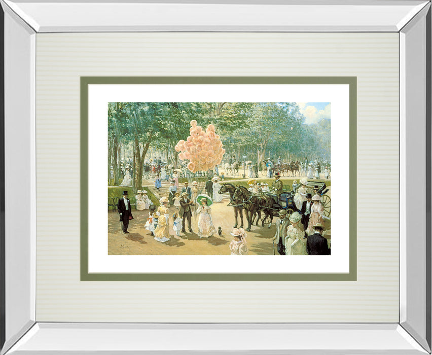 Balloon Seller By Alan Maley - Mirror Framed Print Wall Art - Pink