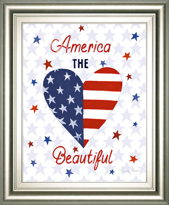 America The Beautiful II By Farida Zaman - Framed Print Wall Art - Pearl Silver