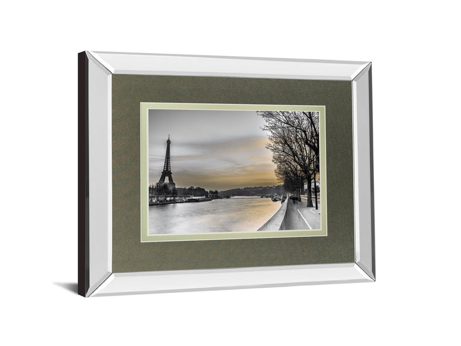 River Seine And The Eiffel Tower By Assaf Frank - Mirror Framed Print Wall Art - Black