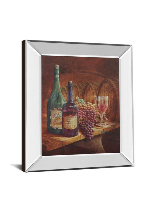 Vintage Wine IV - Mirror Framed Print Wall Art - Dark Brown