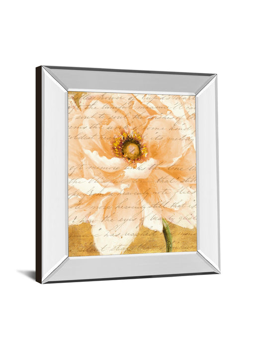 Beautiful Cream Peonies Script I By Patricia Pinto - Mirror Framed Print Wall Art - Gold