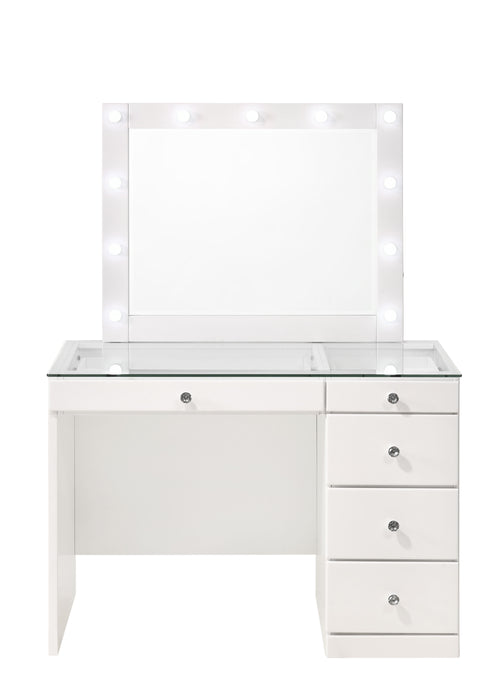 Morgan - Vanity Desk With Glass Top And Led Mirror