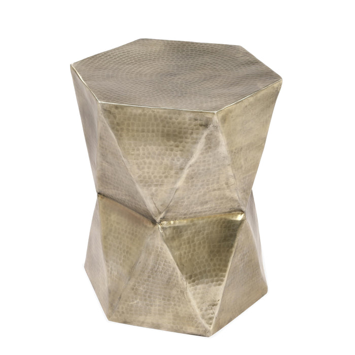 Olivia - Geometric End Table - Hammered Gold