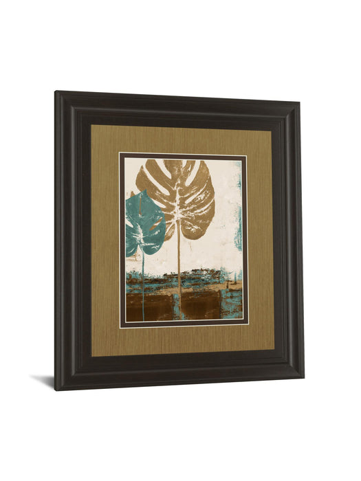 Blue Leaves Il By Patricia Pinto - Framed Print Wall Art - Dark Brown