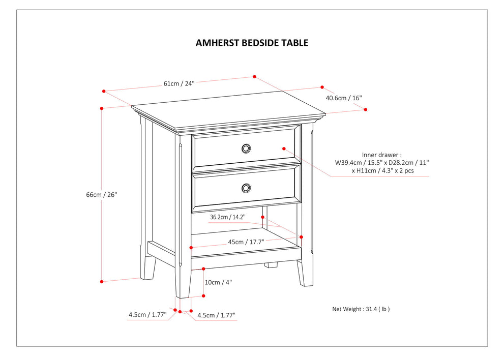Amherst - Bedside Table