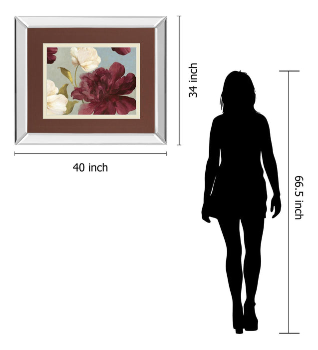 Deep Peonies Il By Asia Jensen - Mirror Framed Print Wall Art - Purple