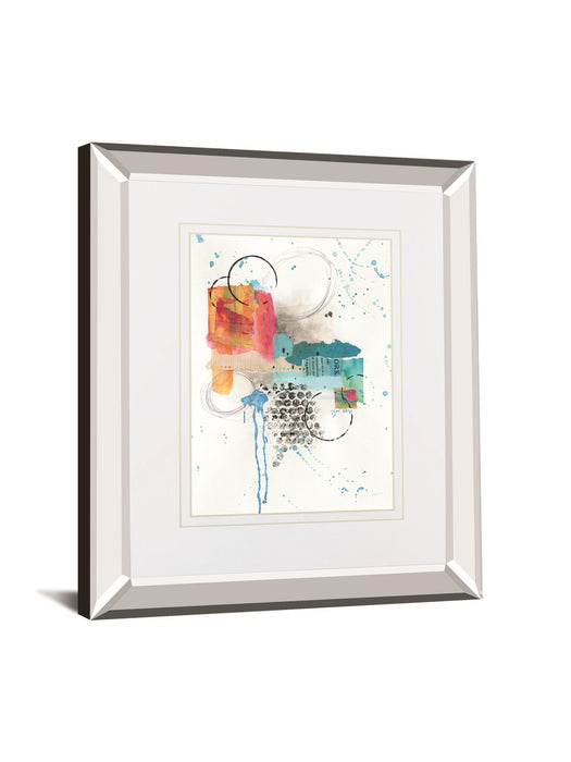 Abstract Skyline I By Courtney Prahl Mirrored Frame - Red