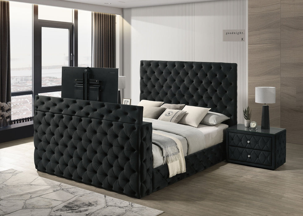 Josephine - Queen Bed With Tv Lift - Black