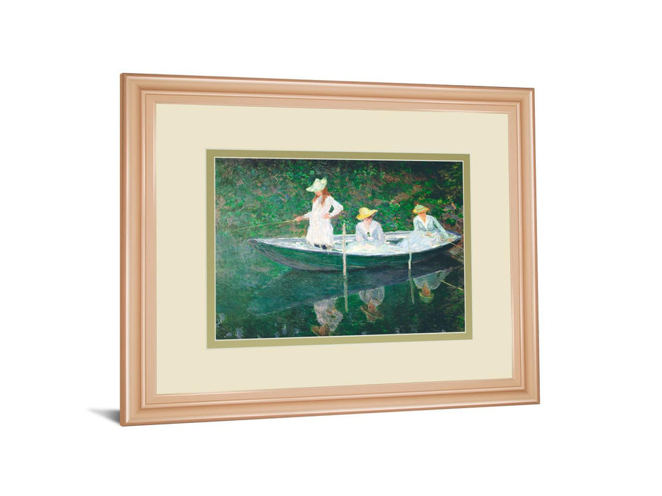 The Boat At Giverny By Claude Monet - Framed Print Wall Art - Green