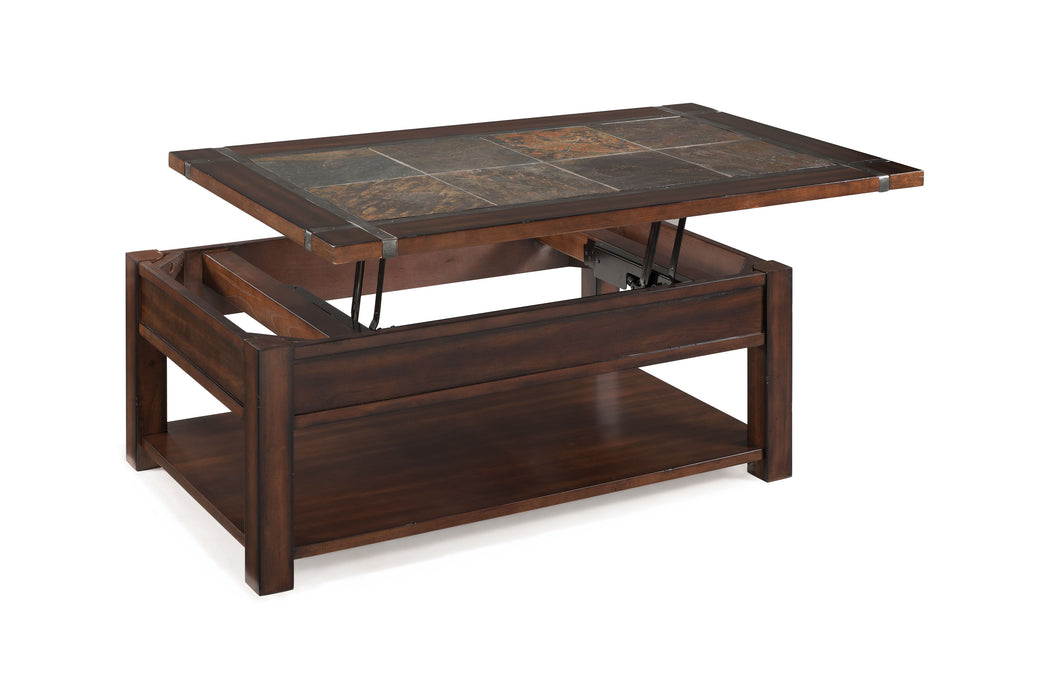 Roanoke - Rectangular Lift Top Cocktail Table (With Casters) - Cherry And Slate