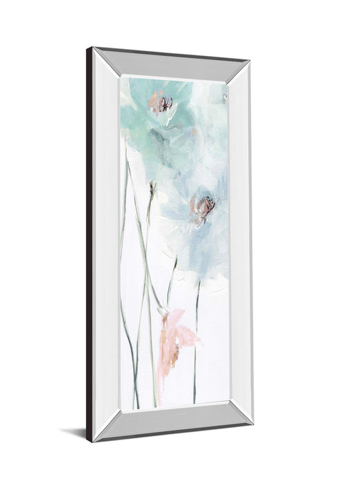Spring Poppies I By Susan Pepe - Mirrored Frame Wall Art - Light Blue