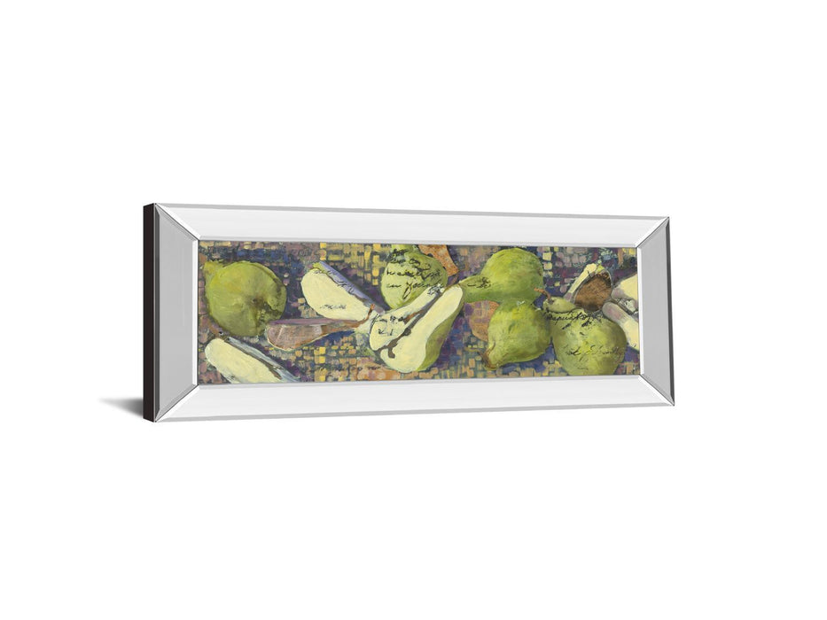 Sparkling Pears I - By Silvia Rutledge Mirror Framed Print Wall Art - Green