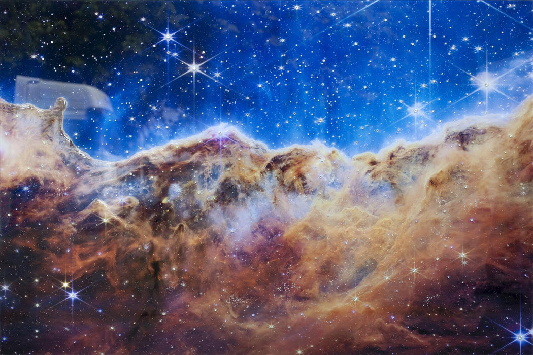 Tempered Glass With Foil & Rhinestones - James Webb Carina Nebula I - Blue