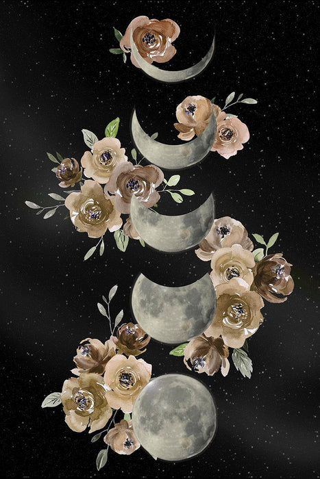 Bohemian Lunar Phases By Daniela Santiago (Framed) (Small) - Black