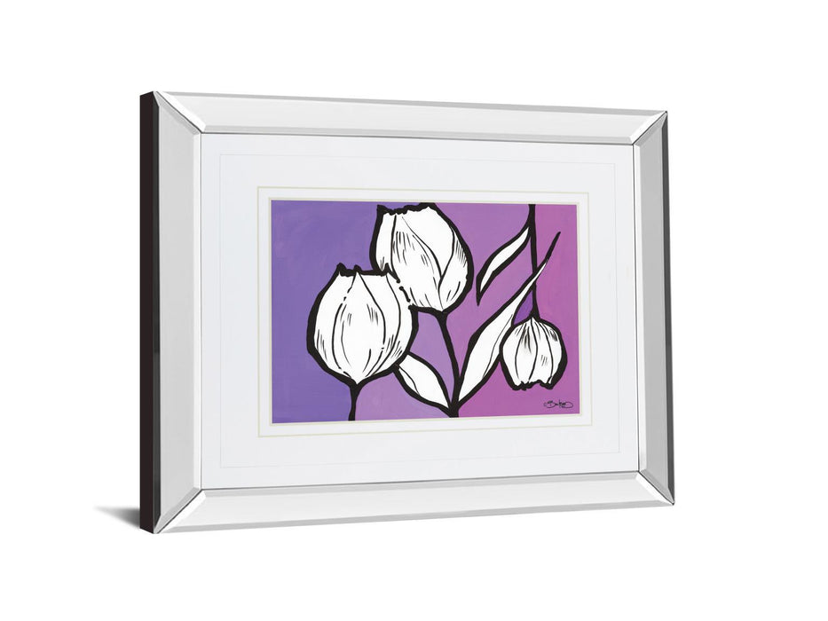 Flowers In Unity - Purple By David Bromstad - Mirror Framed Print Wall Art - Purple