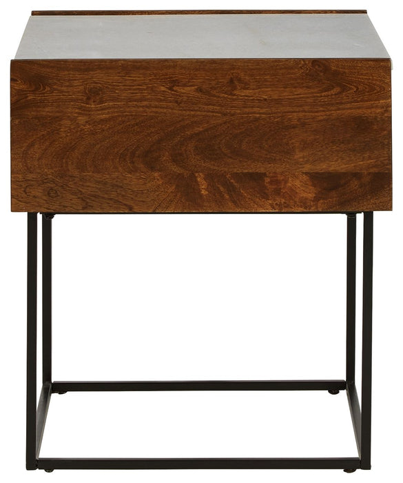 Rusitori - Brown / Beige / White - Rectangular End Table