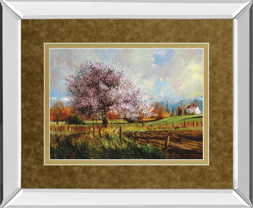 Spring Blossoms By Larry Winborg - Mirror Framed Print Wall Art - Green