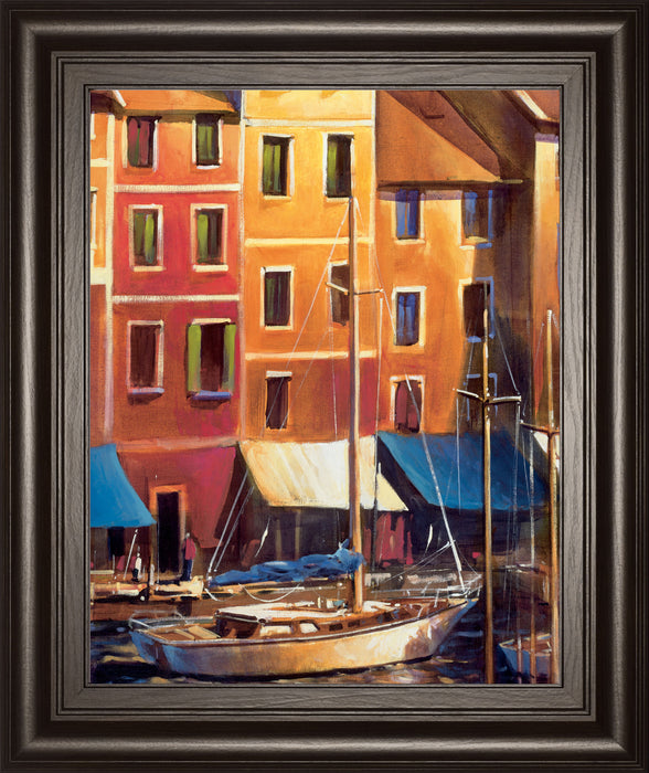 Portofino Waterfall By D'Toole, M - Framed Print Wall Art - Light Brown