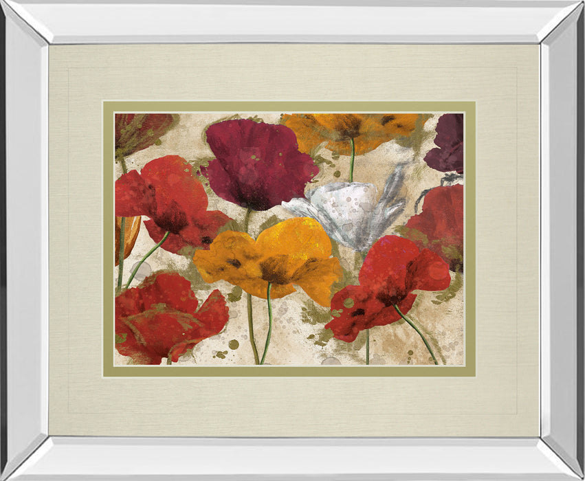 Happy Flowers By Katrina Craven - Mirror Framed Print Wall Art - Red