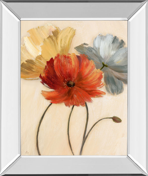 Poppy Palette I By Nan - Mirror Framed Print Wall Art - Red