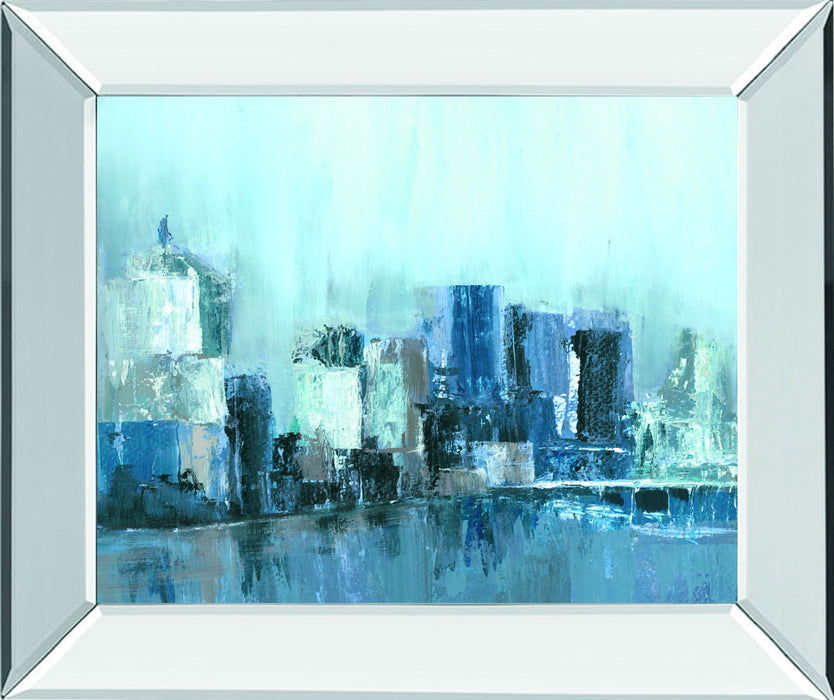 Citlylines By Jones, Cy - Mirror Framed Print Wall Art - Blue