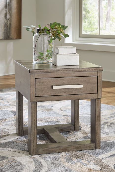 Loyaska - Grayish Brown - Rectangular End Table