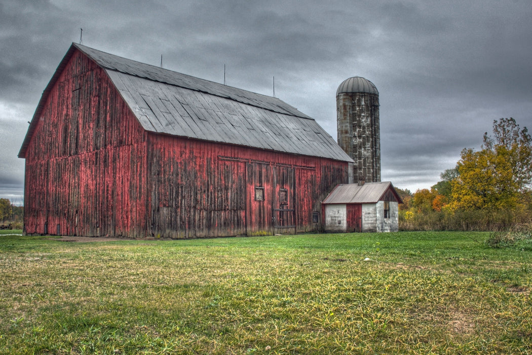 Framed - Red Barn - Green