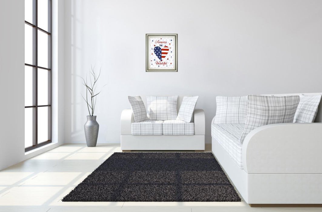 America The Beautiful II By Farida Zaman - Framed Print Wall Art - Pearl Silver