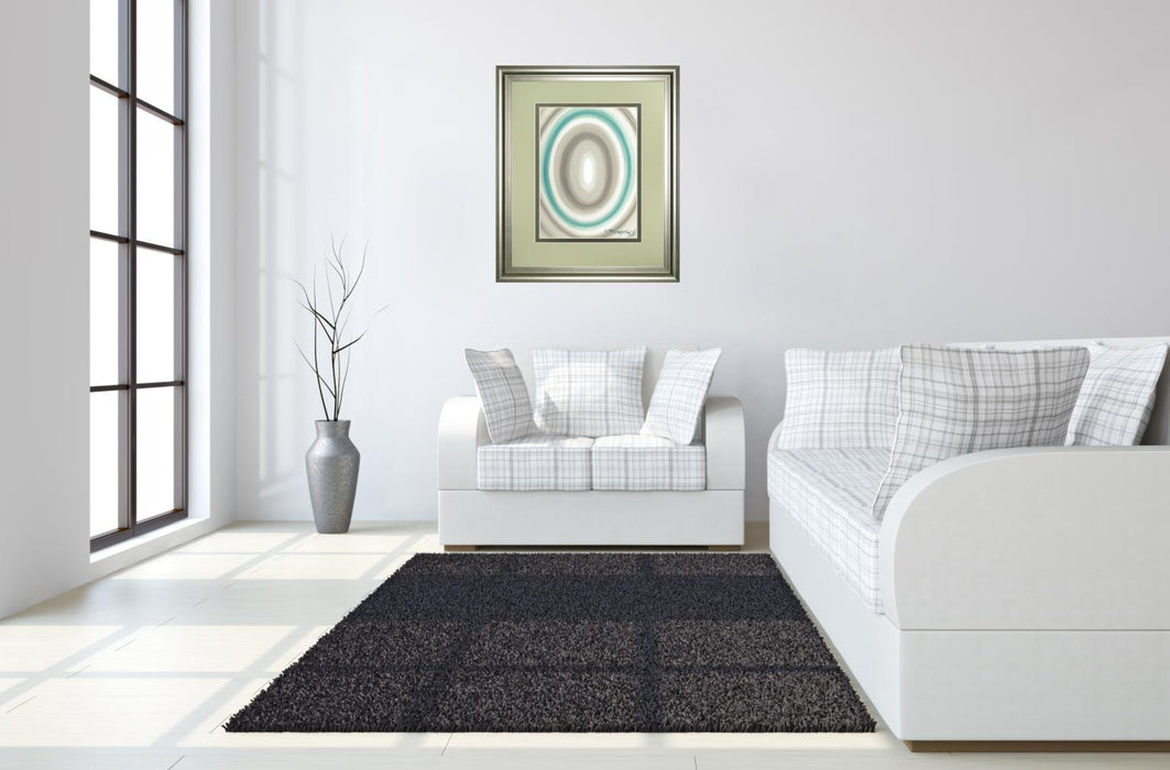 Concentric Ovals #1 By David Bromstad - Framed Print Wall Art - Blue