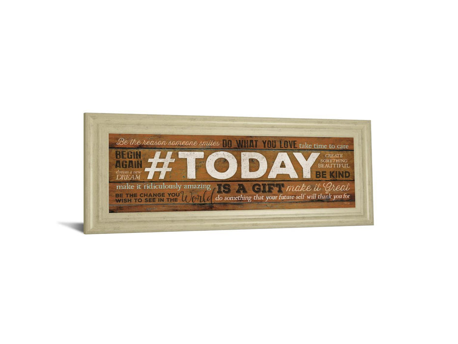 Today Is A Gift By Marla Rae Motivational - Framed Print Wall Art - Dark Brown