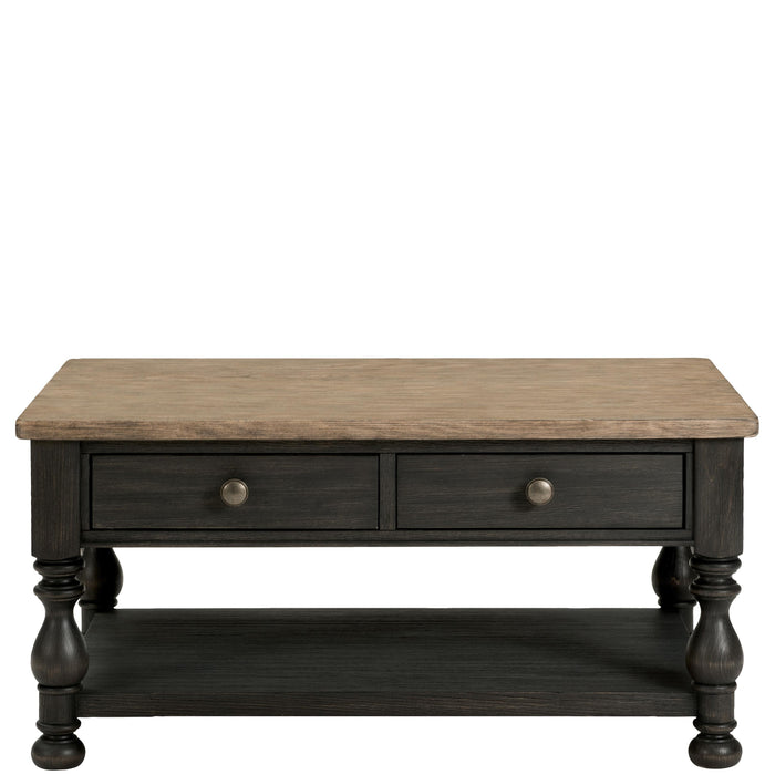 Barrington Two Tone - Rectangular Cocktail Table - Antique Oak / Matte Black