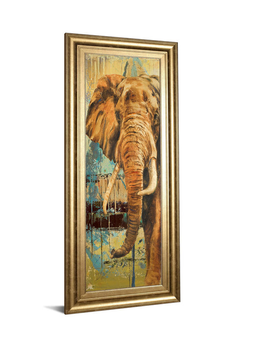 New Safari On Teal Il By Patricia Pinto - Framed Print Wall Art - Dark Brown