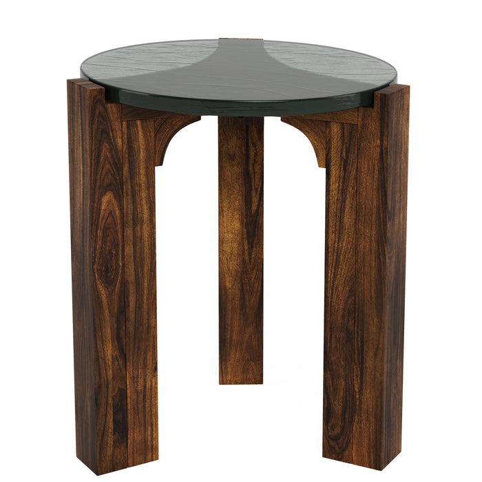 Amner - Round Side Table - Dark Brown