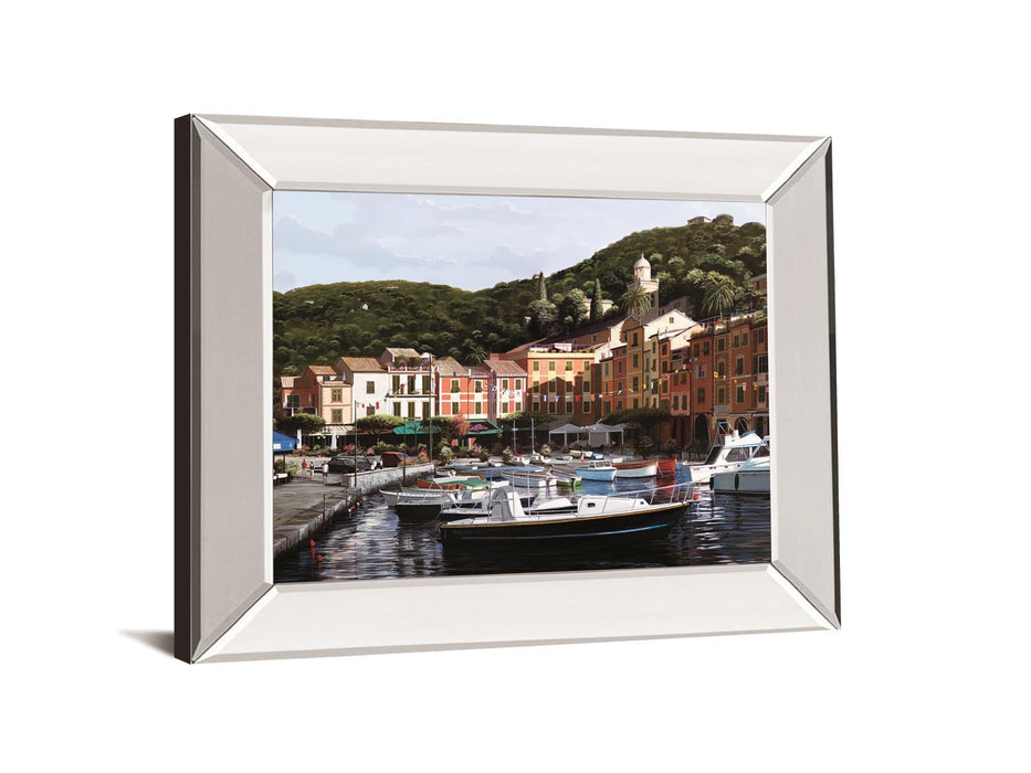Sunshine Over Portofino By Saunders B. Mirrored Frame - Green