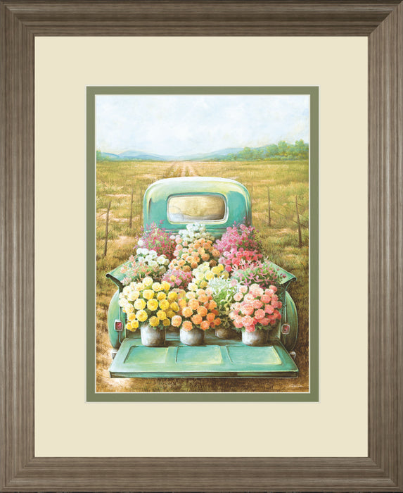 Flowers For Sale By Deedee - Framed Print Wall Art - Green