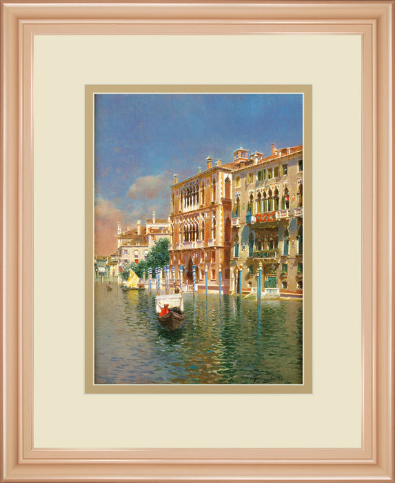 The Grand Canal, Venice By Rubens Santora - Framed Print Wall Art - Blue