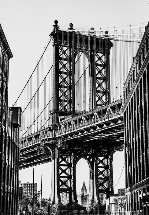 Black & White Manhattan Bridge By Bill Carson Photography - Black