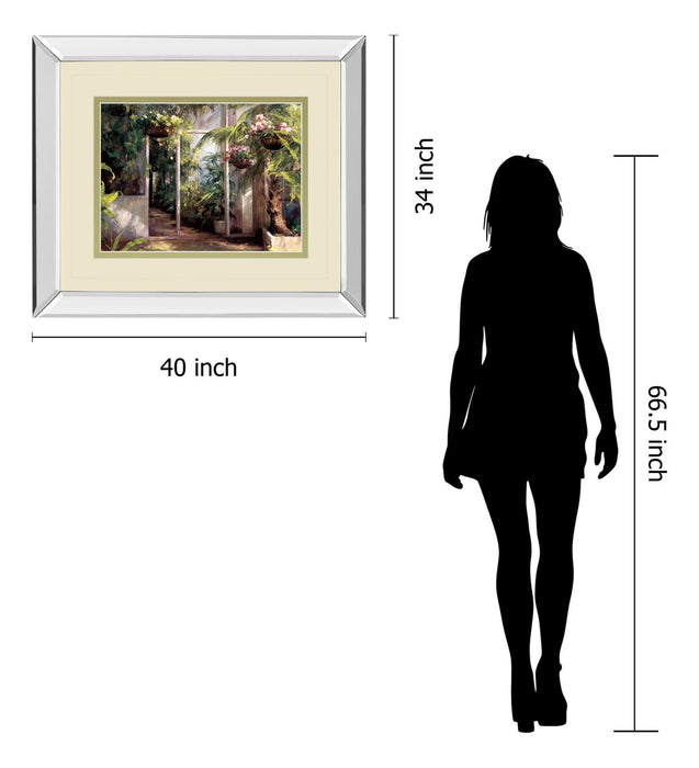 Atriums First Light I By Hali - Mirror Framed Print Wall Art - Green