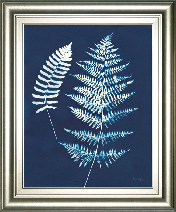 Nature By The Lake Ferns V By Piper Rhue - Framed Print Wall Art - Blue