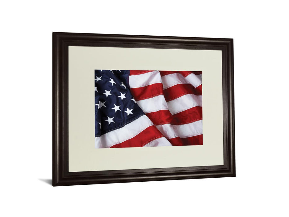 American Flag By Kikk In Double Matted - Framed Print Wall Art - Red