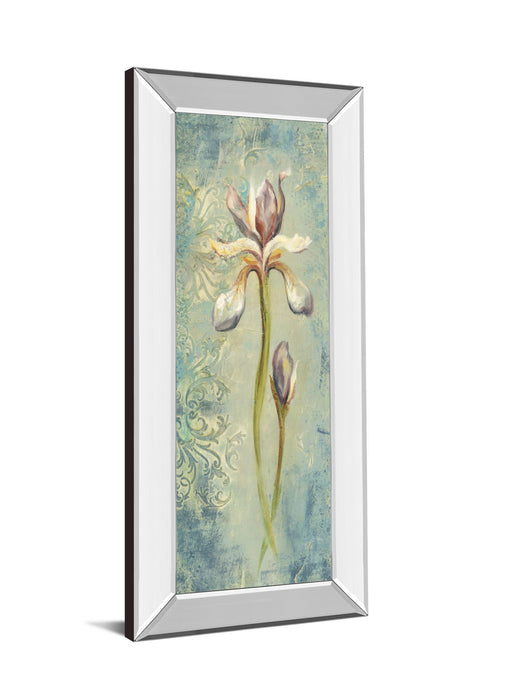 Floral Xi By Lee Hazel - Mirror Framed Print Wall Art - Blue