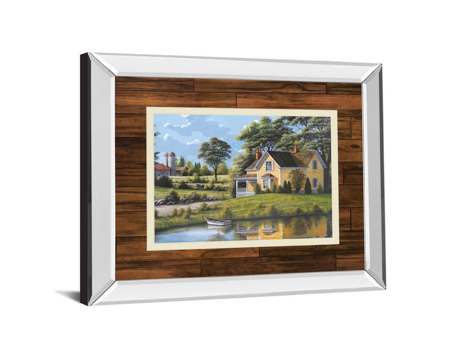 Yellow House By Saunders - Mirror Framed Print Wall Art - Green