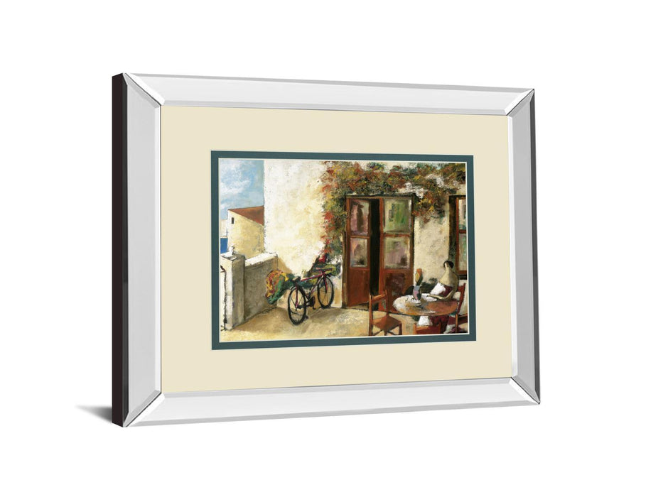 Perro Y Biciceleta By Lourengo D. Mirrored Frame - Beige