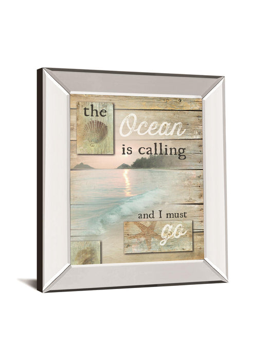 The Ocean Is Calling By Marla Rae - Mirror Framed Print Wall Art - Beige