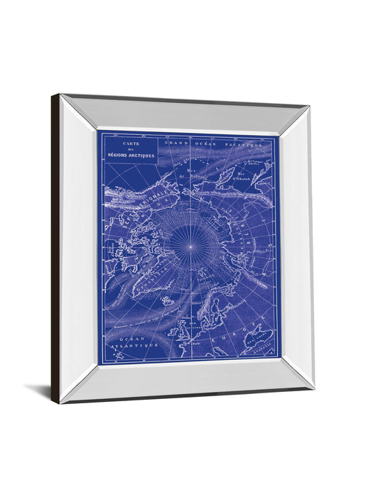 Arctic Map By The Vintage Collection - Mirror Framed Print Wall Art - Blue