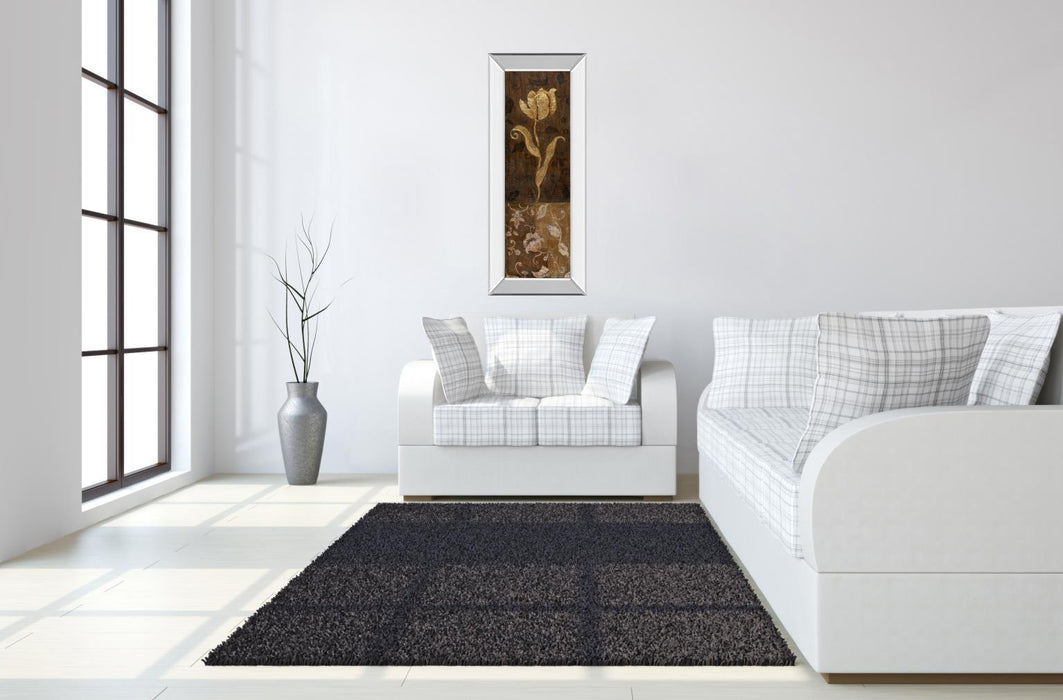 Golden Tulip Il By Tava Studios - Mirror Framed Print Wall Art - Dark Brown