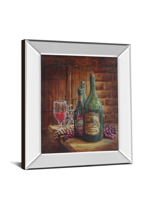 Vintage Wine Ill - Mirror Framed Print Wall Art - Dark Brown